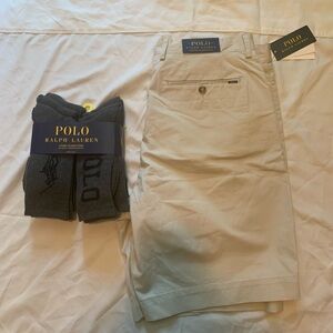 Polo bundle..shorts and socks, new condition. Shorts are a size 34 9”inseam.
